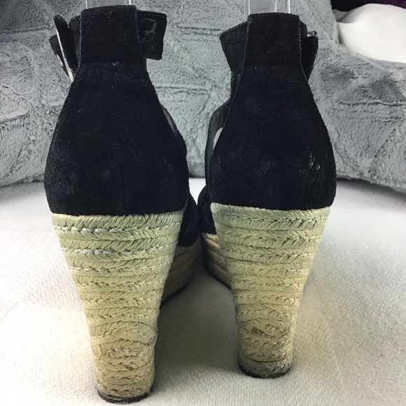 UGG black velvet straps platform wedge espadrille - Picture 3 of 7